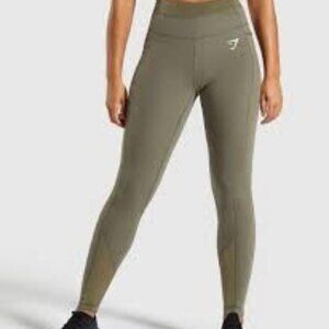 Gymshark Olive Green Leggings with Mesh Panels